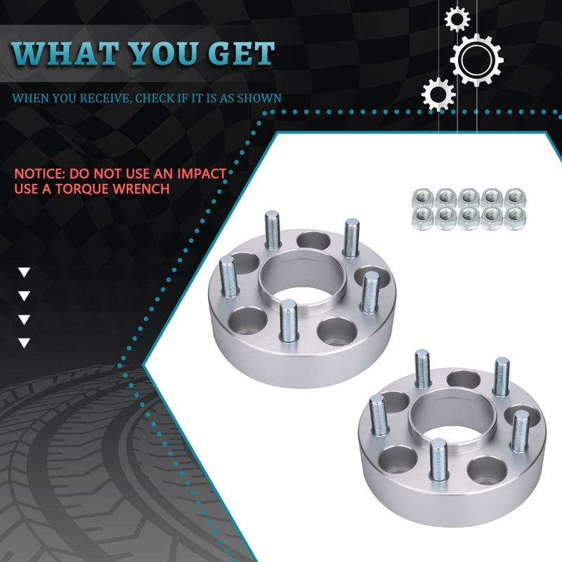 IRONTEK 1.5'' 5x114.3mm Wheel Spacers for Ford Lincoln Mazda 5x4.5" Hubcentric Wheel Spacers (1/2"x20 Studs, 70.5mm Hub Bore) for Ford Mach I/Mustang/Edge/Crown Victoria Mazda Navajo/B2500/B3000/B4000 - Image 2